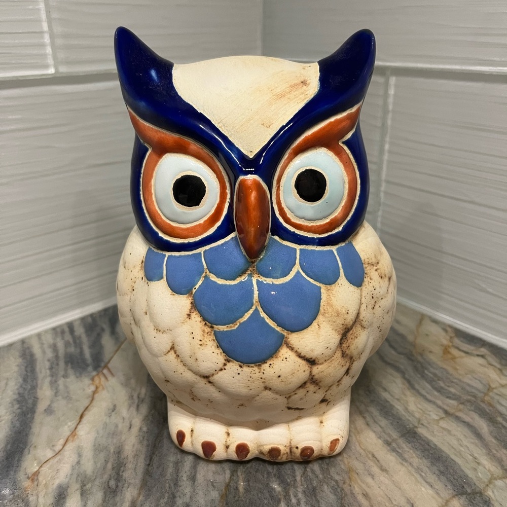 Owl Pottery Glazed Ceramic Figurine Decor 
Hollow
